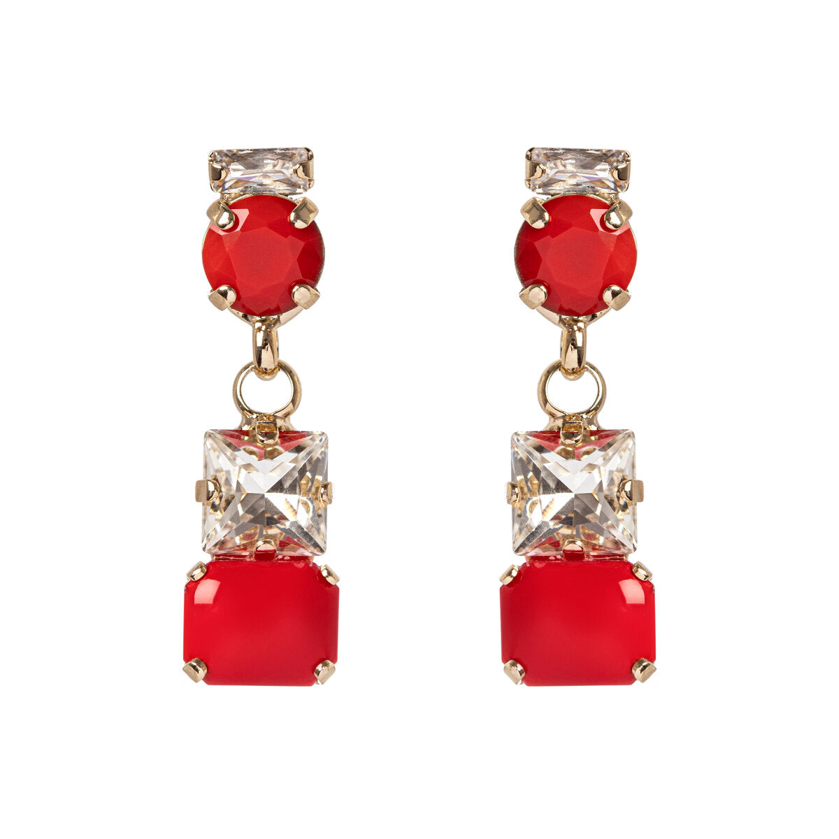 Orecchini con pendente e cabochon Faville rosso