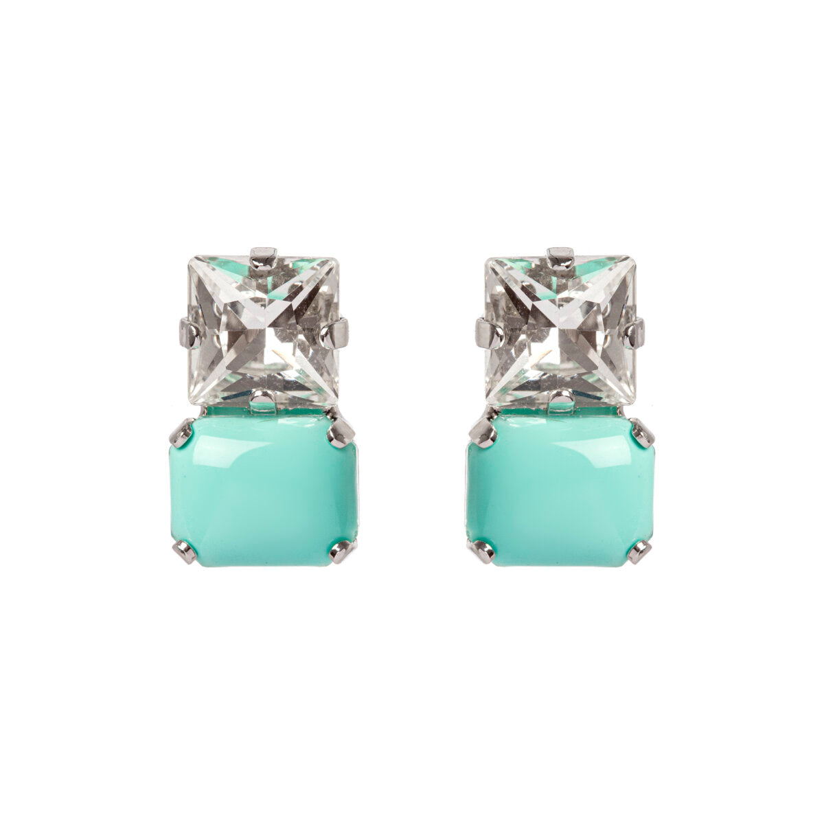 Orecchini zircone piramide e cabochon Faville turchese