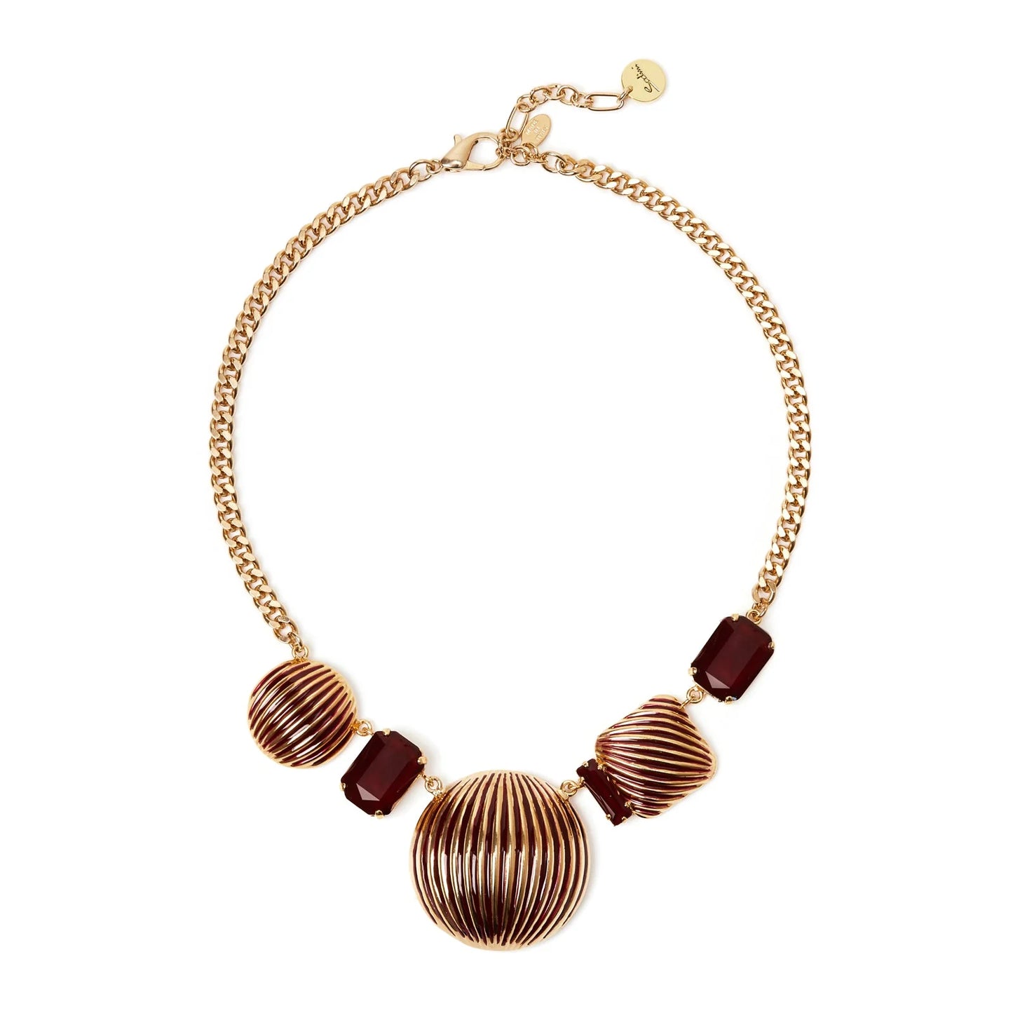 Girocollo groumette e charm a righe Malena - Rosso