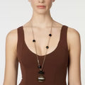 Collana lunga con sfere e pendente Malena - Nero