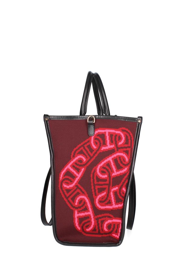 TOTE BAG TESSUTO E PELLE -ROSSA