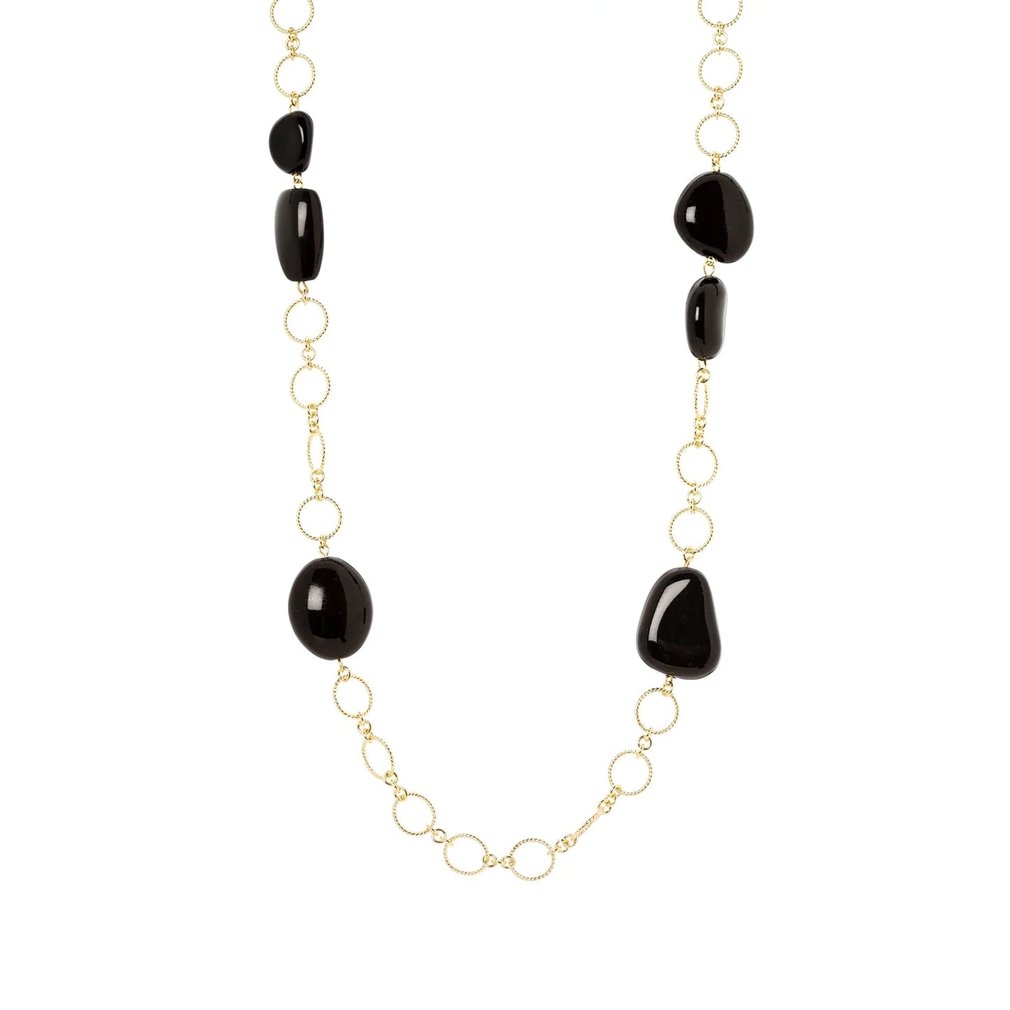 Collana catena e ciottoli Corinne - Nero