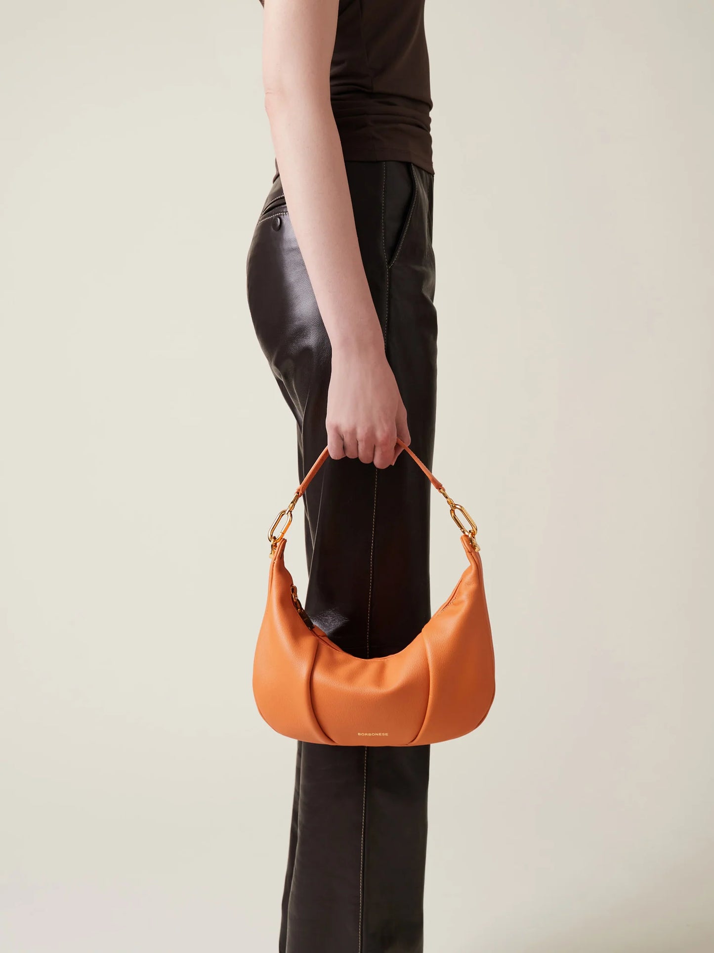 BLOOM HOBO SMALL Borsa a Spalla di Pelle Tangerine