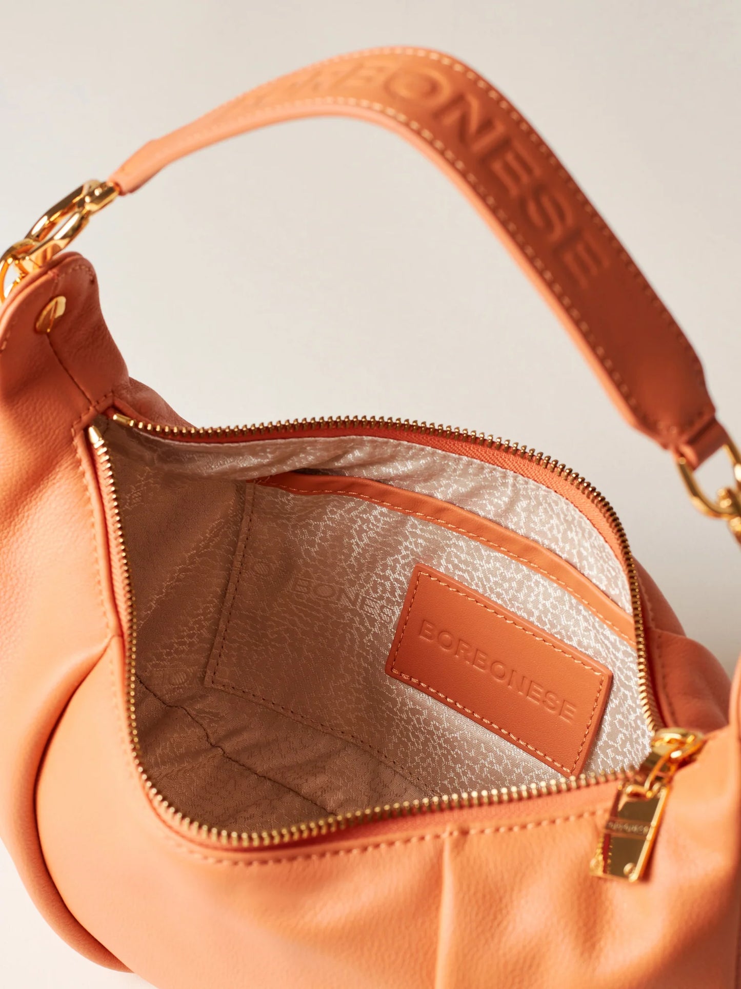 BLOOM HOBO SMALL Borsa a Spalla di Pelle Tangerine