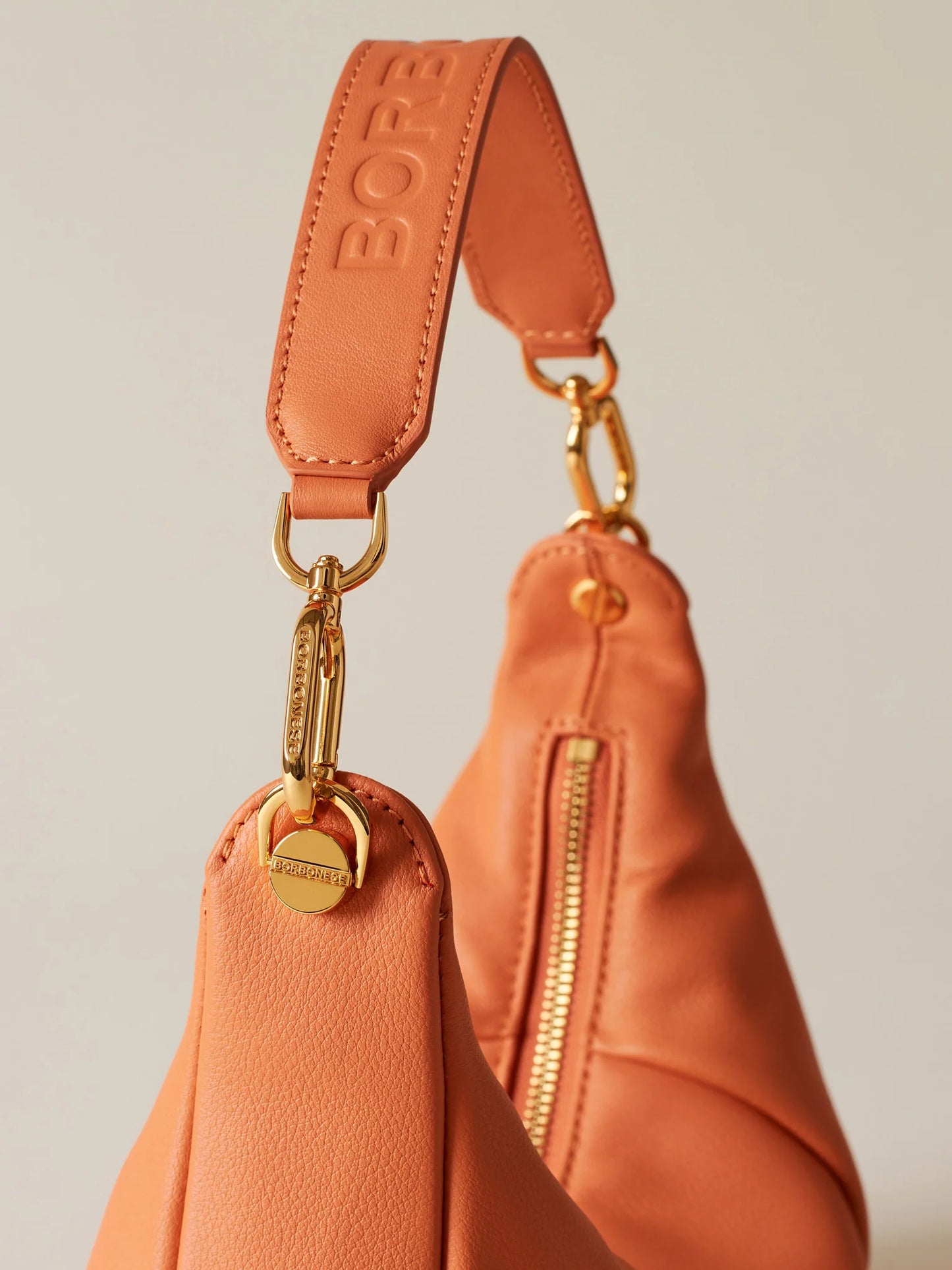 BLOOM HOBO SMALL Borsa a Spalla di Pelle Tangerine