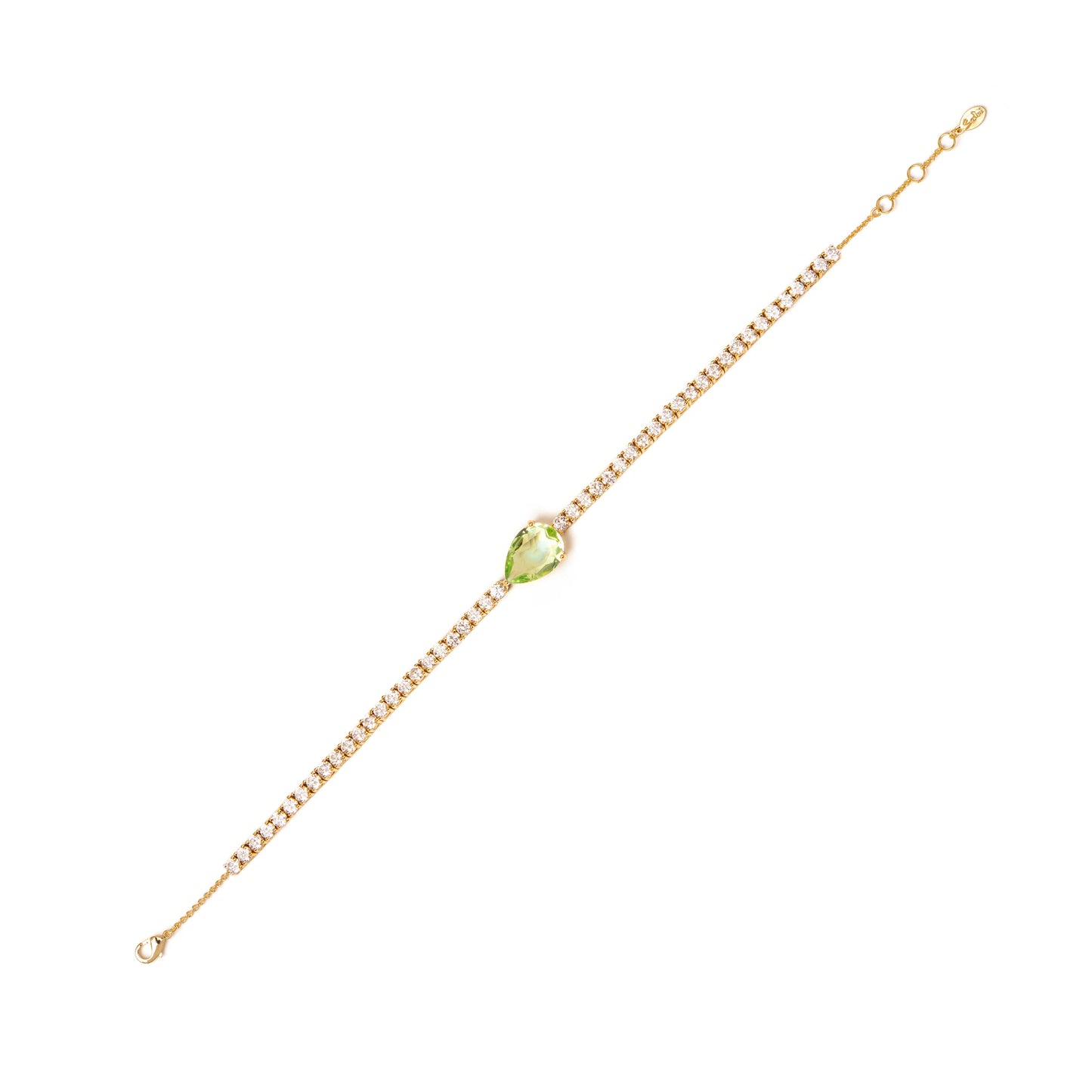 Bracciale con filo di cristalli Chandelier - Verde