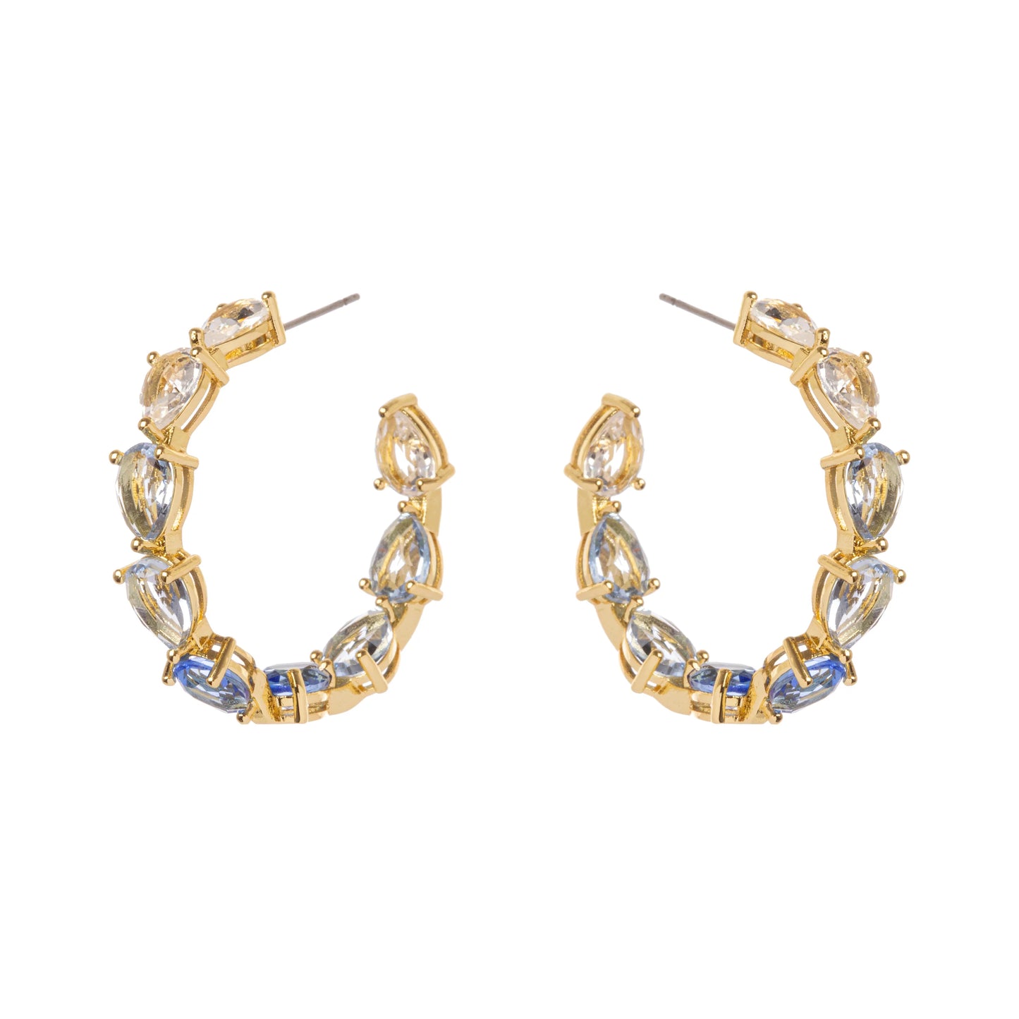 Orecchini a cerchietto di cristalli Chandelier - Blu