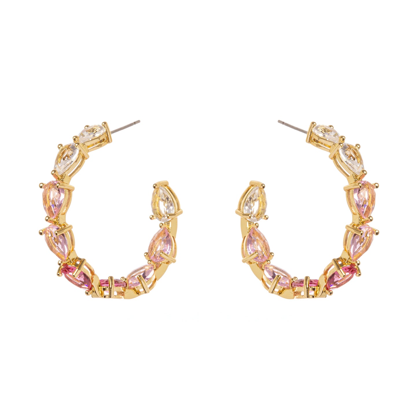 Orecchini a cerchietto di cristalli Chandelier - Rosa