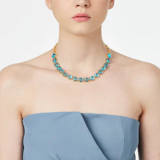 Collana catena e cabochon Blossom - Blu