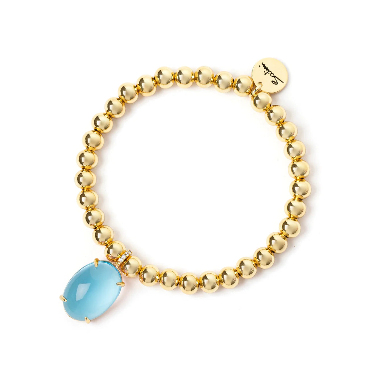 Bracciale elastico boule e cabochon Blossom - Blu