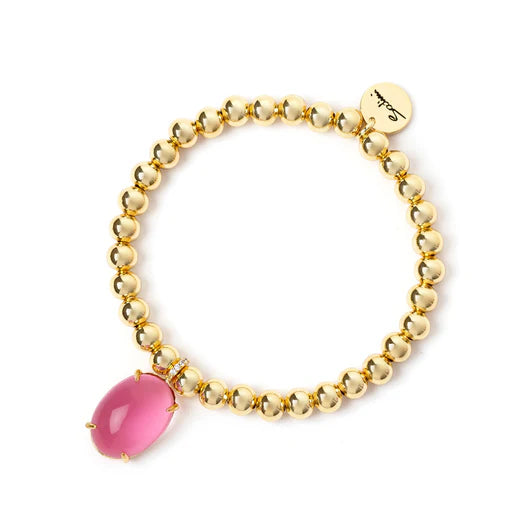 Bracciale elastico boule e cabochon Blossom - Fucsia