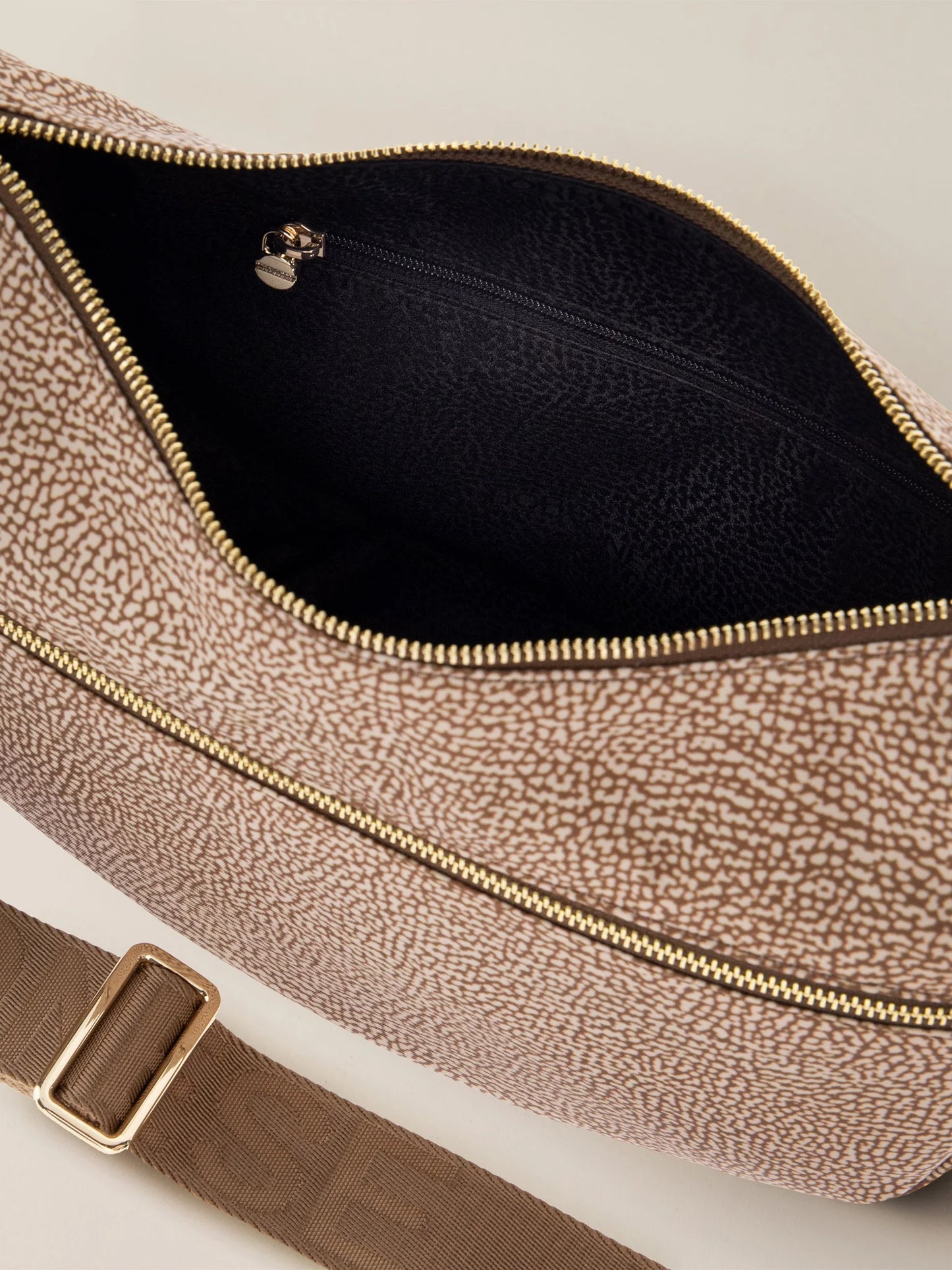 LUNA BAG SMALL Beige Hobo di Tessuto riciclato OP e Pelle