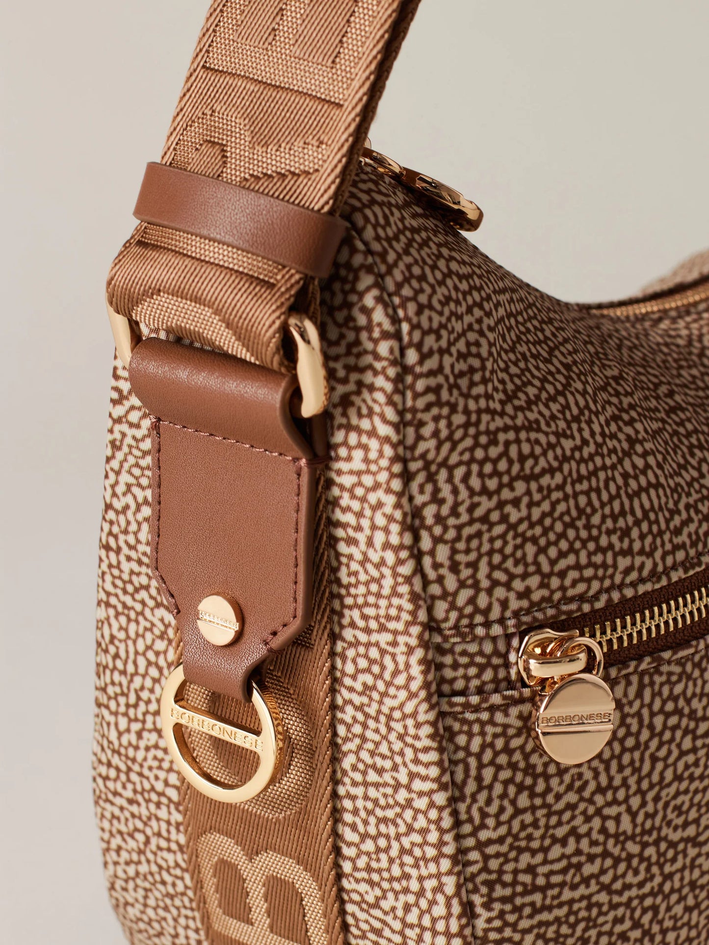 LUNA BAG SMALL Beige Hobo di Tessuto riciclato OP e Pelle