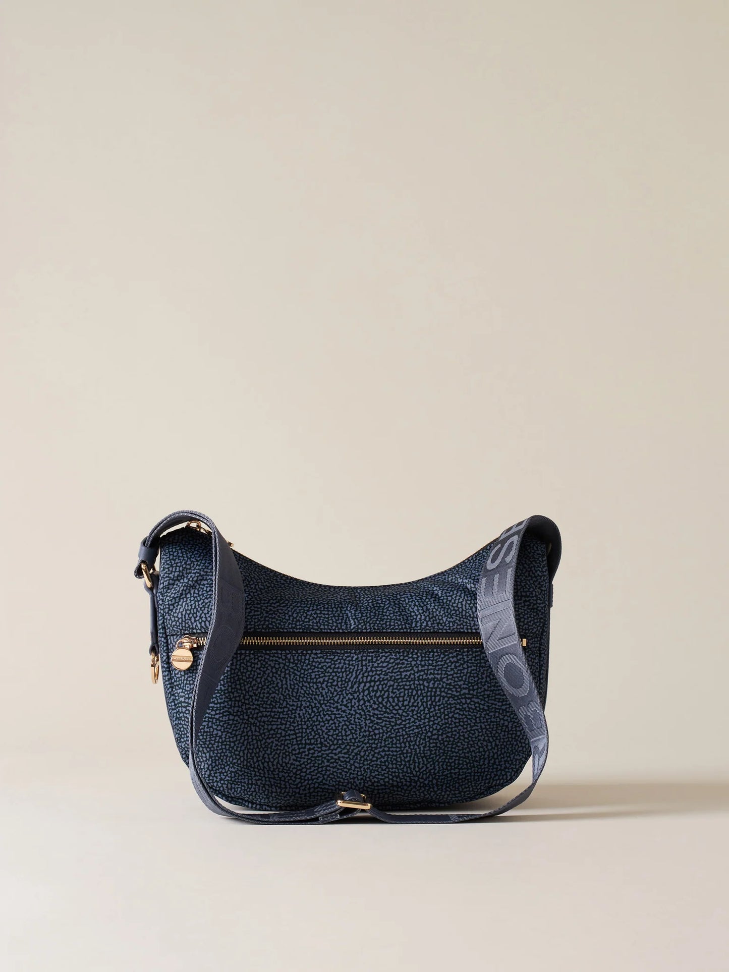 LUNA BAG SMALL Hobo di Tessuto Riciclato OP e Pelle colore Denim