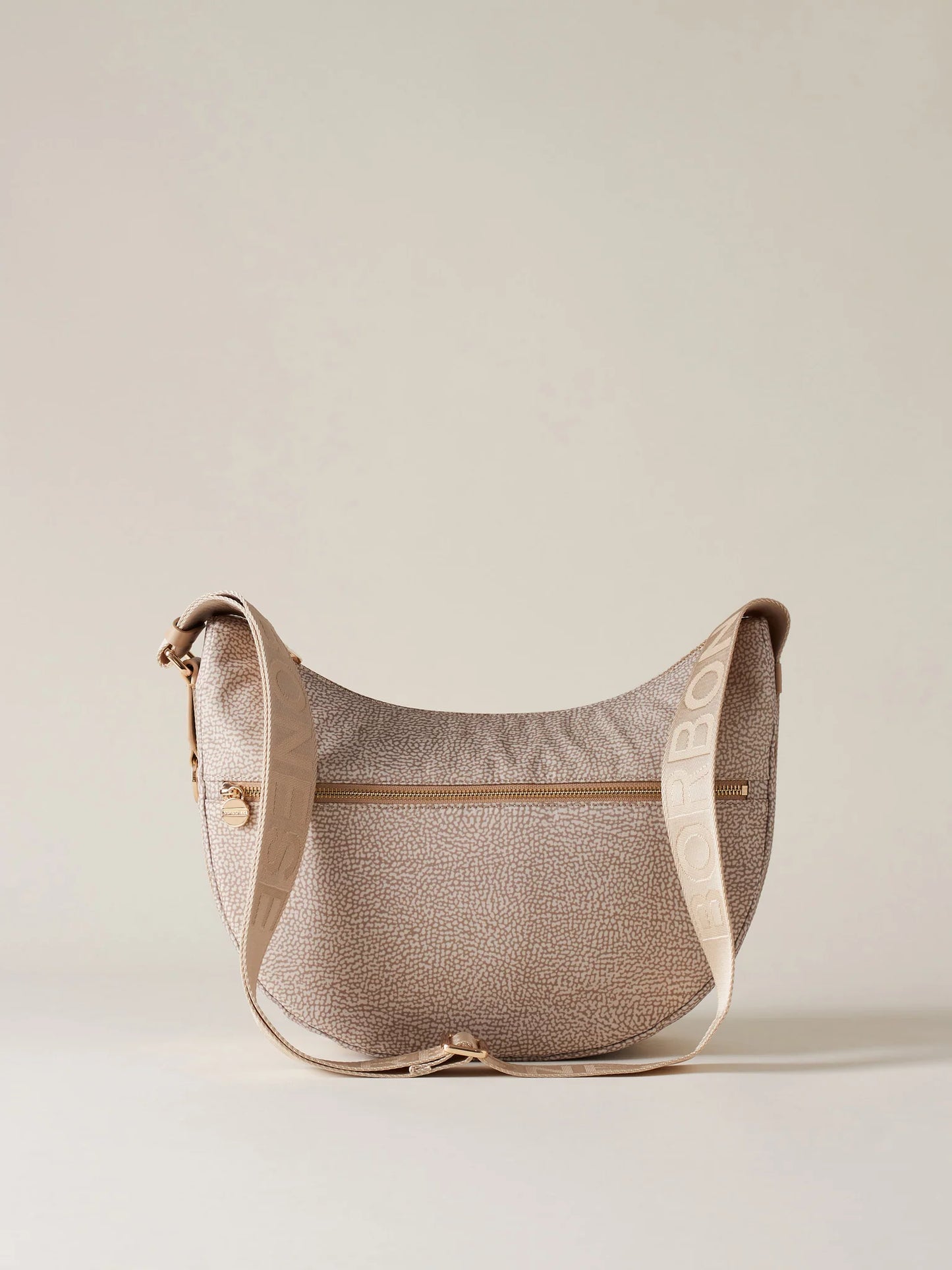 LUNA BAG MIDDLE Sabbia Hobo di Tessuto riciclato OP e Pelle