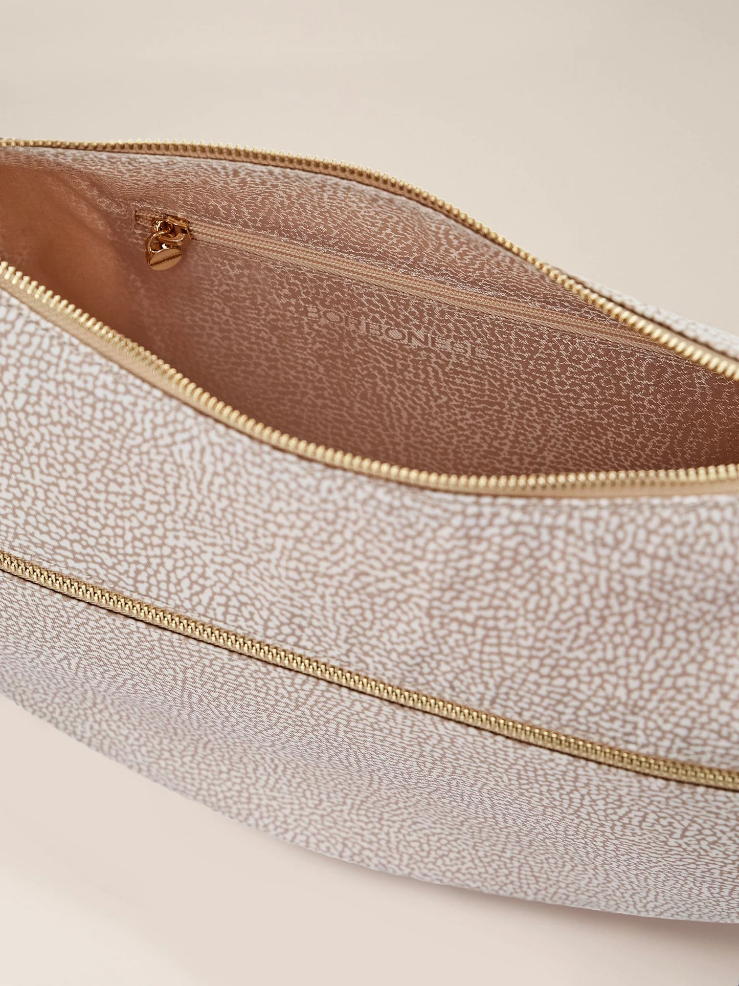 LUNA BAG MIDDLE Sabbia Hobo di Tessuto riciclato OP e Pelle