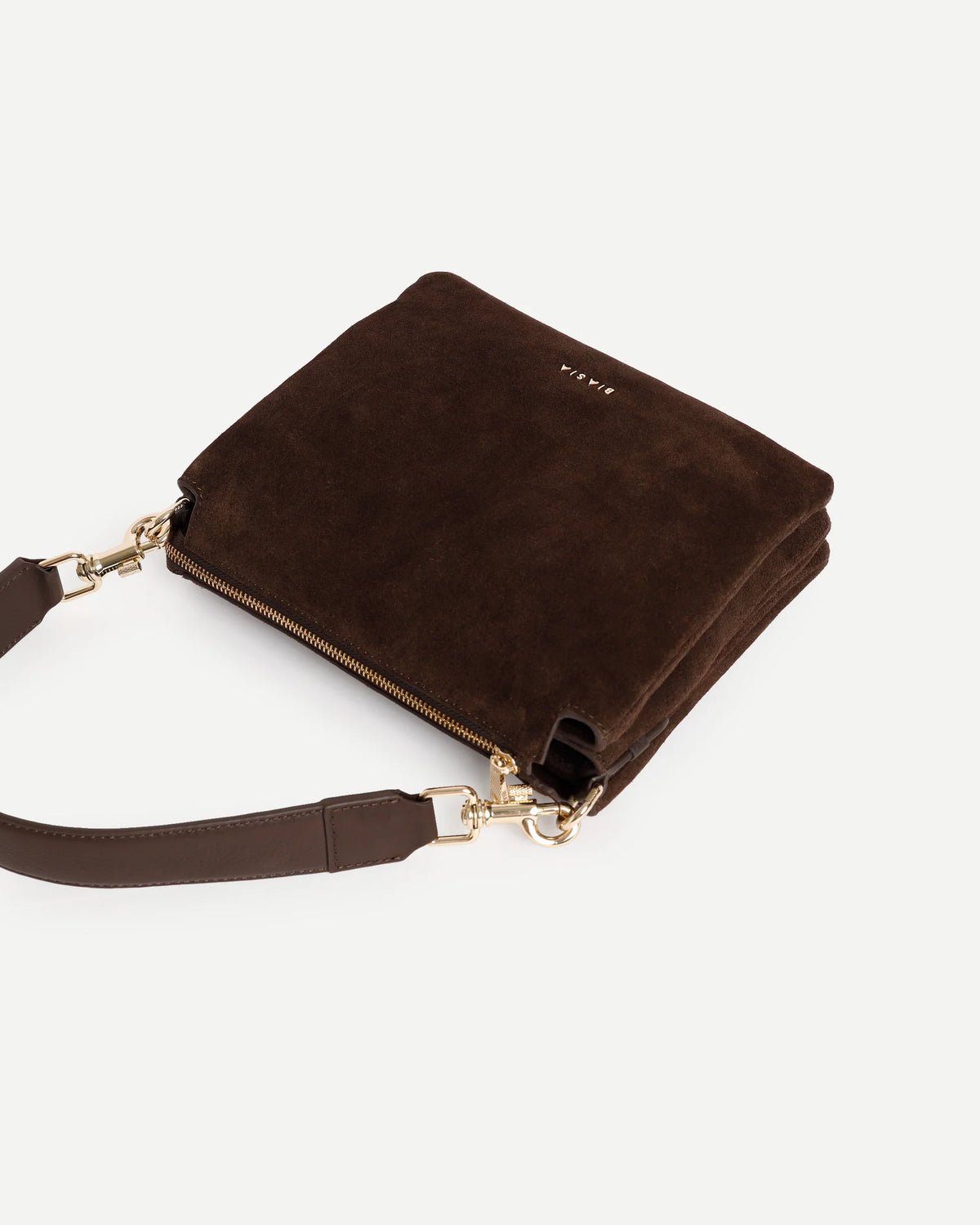 FEATHER SMALL BORSA A MANO IN CAMOSCIO marrone