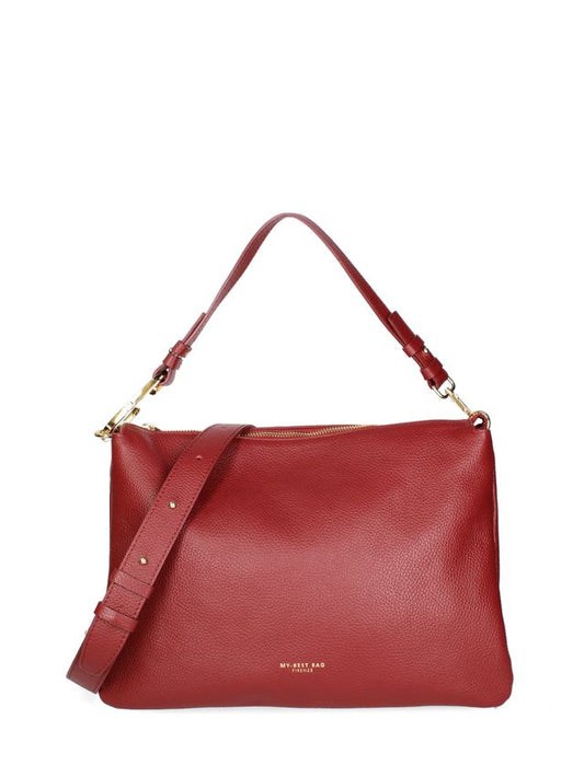 SHOULDER BAG CON TRE SCOMPARTI  PELLE -ROSSA