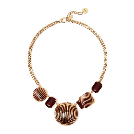 Girocollo groumette e charm a righe Malena - Rosso