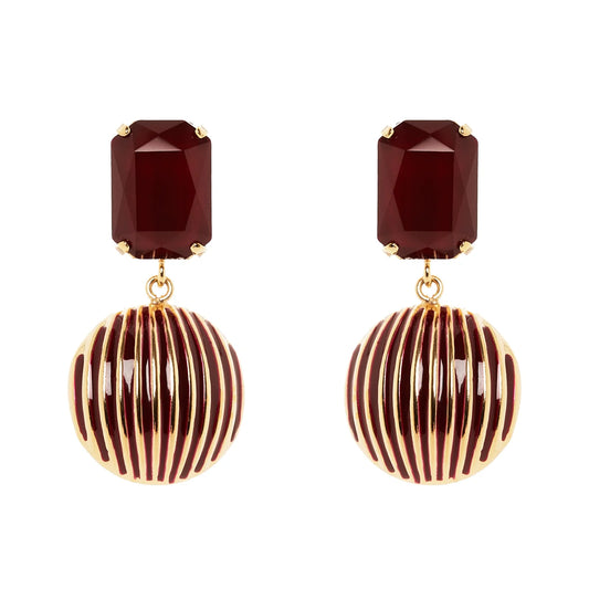 Orecchini ottagonale e semisfera Malena - Rosso