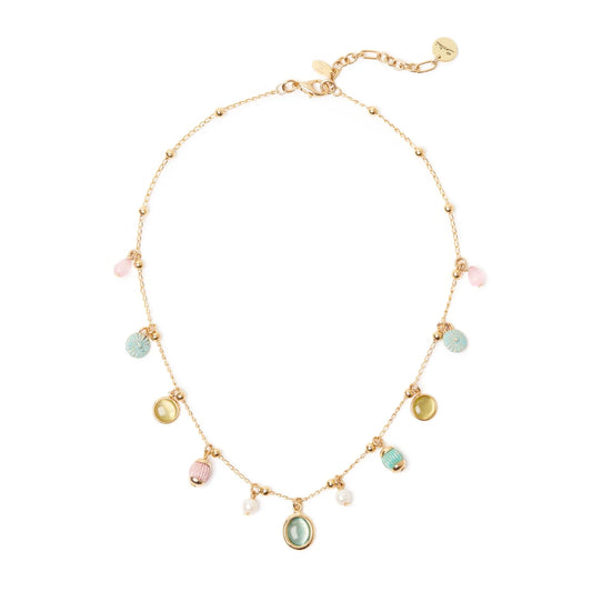 Collana corta mini sfere e piccoli pendenti Tarocchi - Multicolor