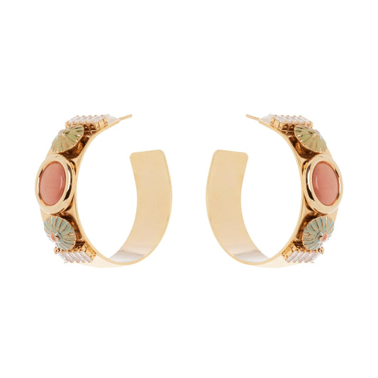 Orecchini cerchio fascia larga e charm Tarocchi - Multicolor