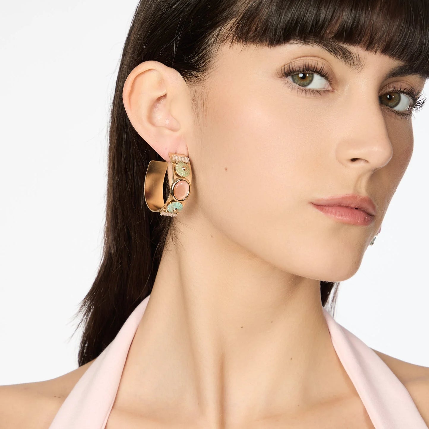 Orecchini cerchio fascia larga e charm Tarocchi - Multicolor