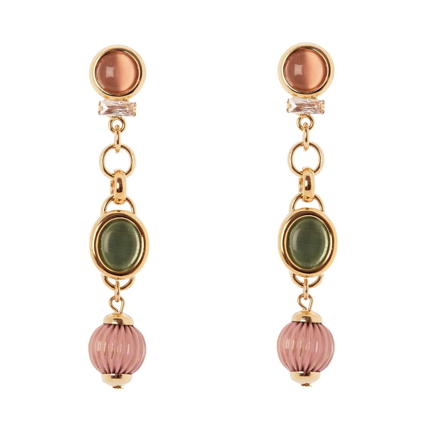 Orecchini cabochon ed elementi incatenati Tarocchi - Multicolor