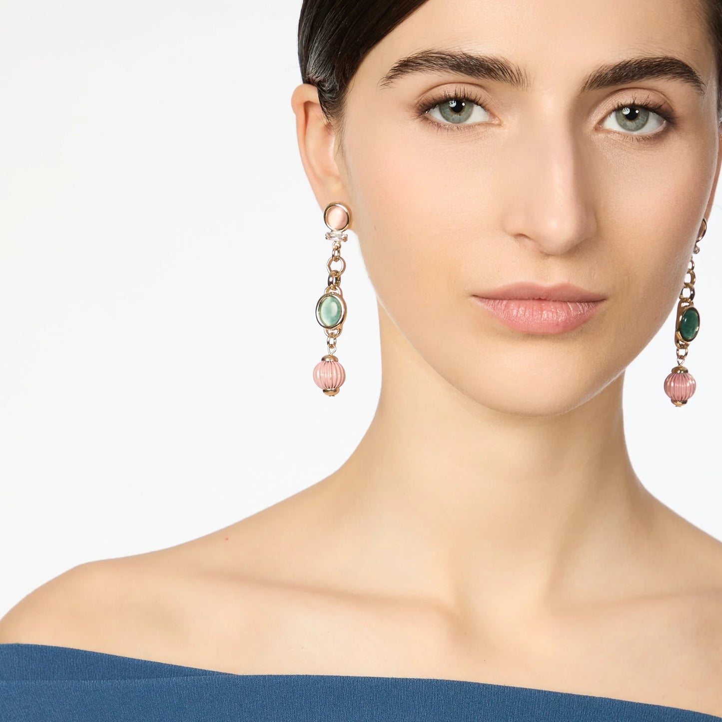 Orecchini cabochon ed elementi incatenati Tarocchi - Multicolor