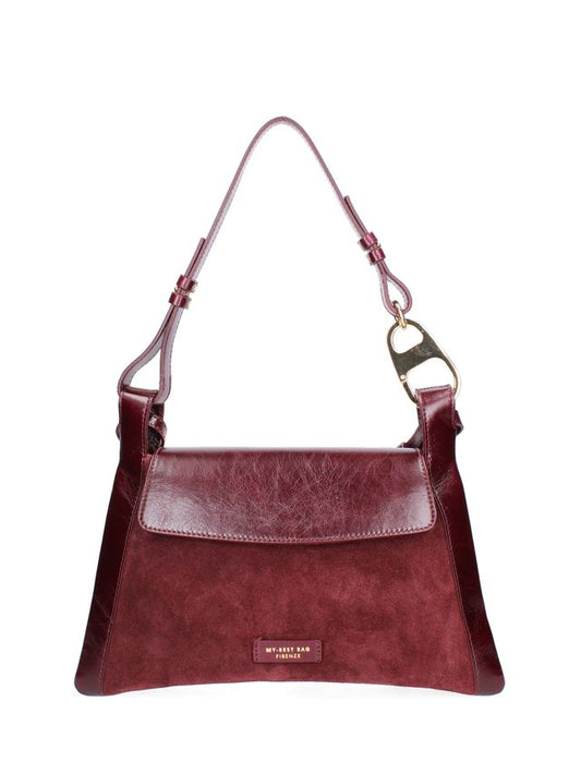 BORSA SUDE E PELLE colore CARMINIO