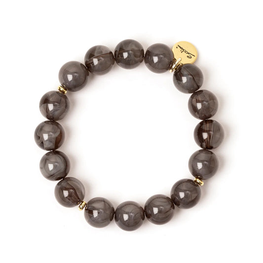 Bracciale elastico a grandi boule Ester - Grigio