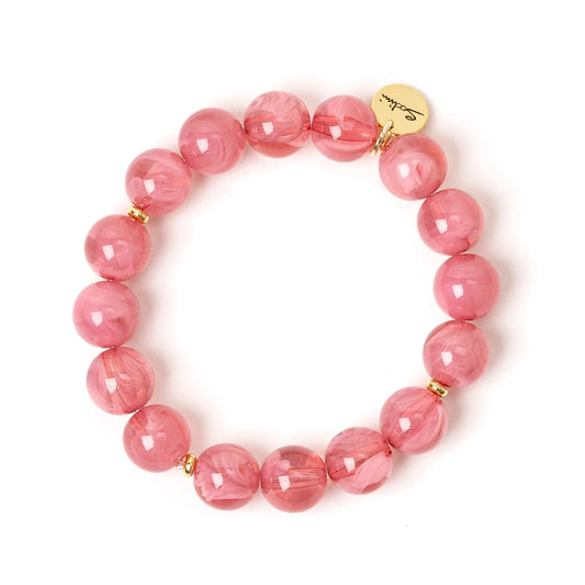 Bracciale elastico a grandi boule Ester - Rosa