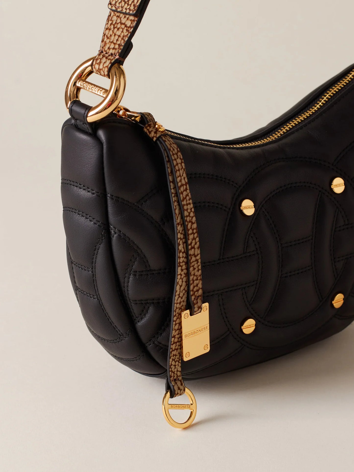 BORSA A SPALLA DI PELLE BORBONESE -RONDO' HOBO SMALL