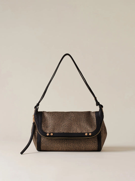 FRAME TRACOLLA SMALL Borsa a tracolla di Tessuto riciclato Op e Pelle