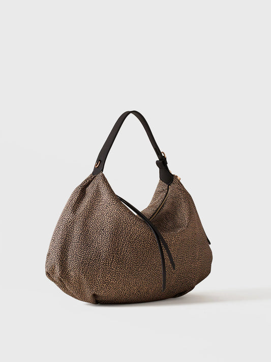 PRIVE BORSA HOBO MEDIUM Borsa a spalla in Tessuto riciclato Op e Pelle