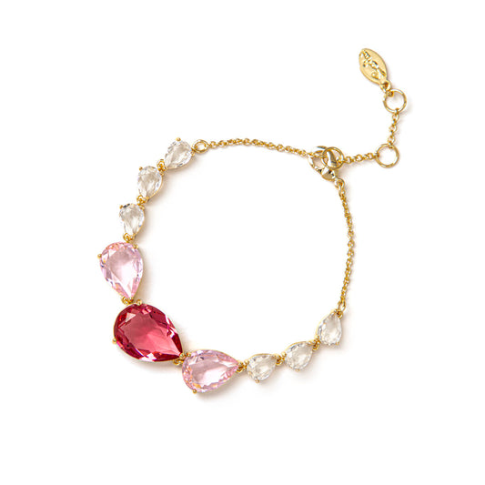 Bracciale catena e filo di cristalli degradè Chandelier Rosa