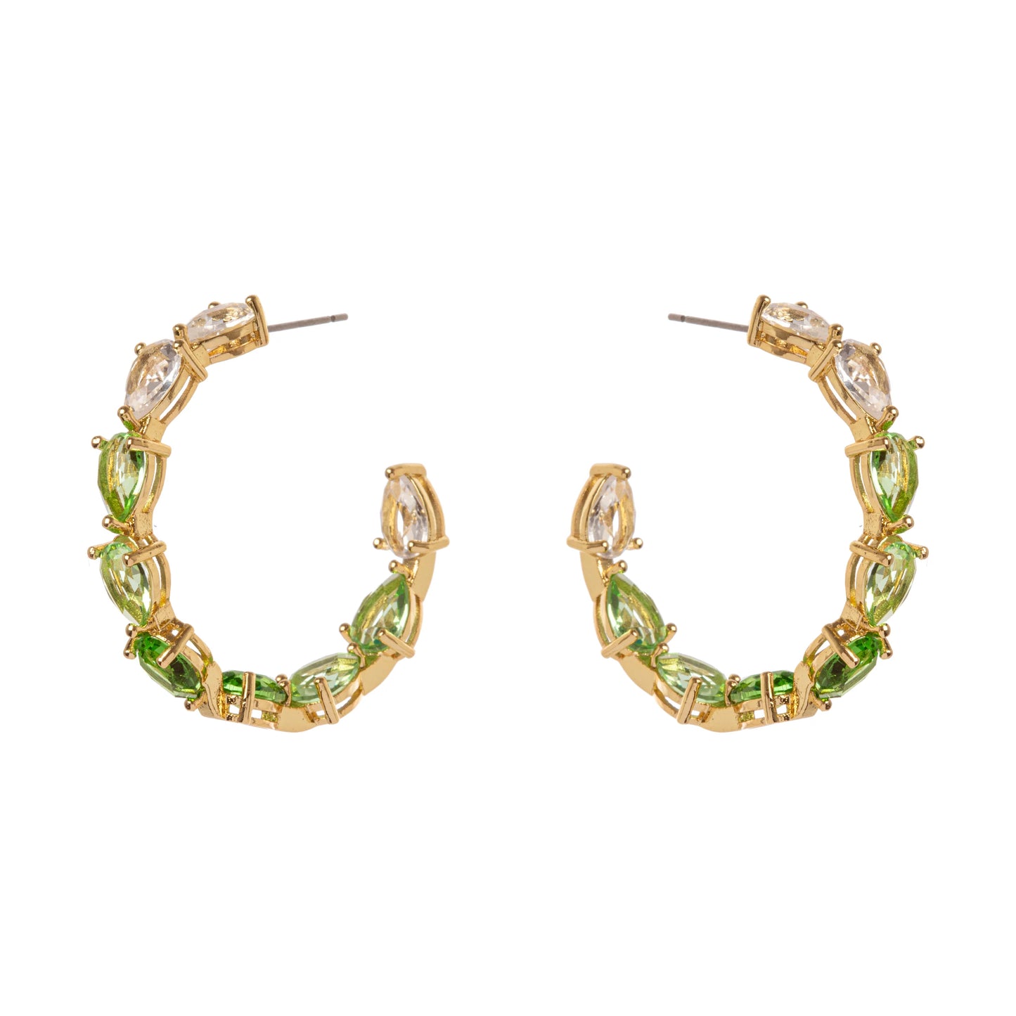 Orecchini a cerchietto di cristalli Chandelier - Verde