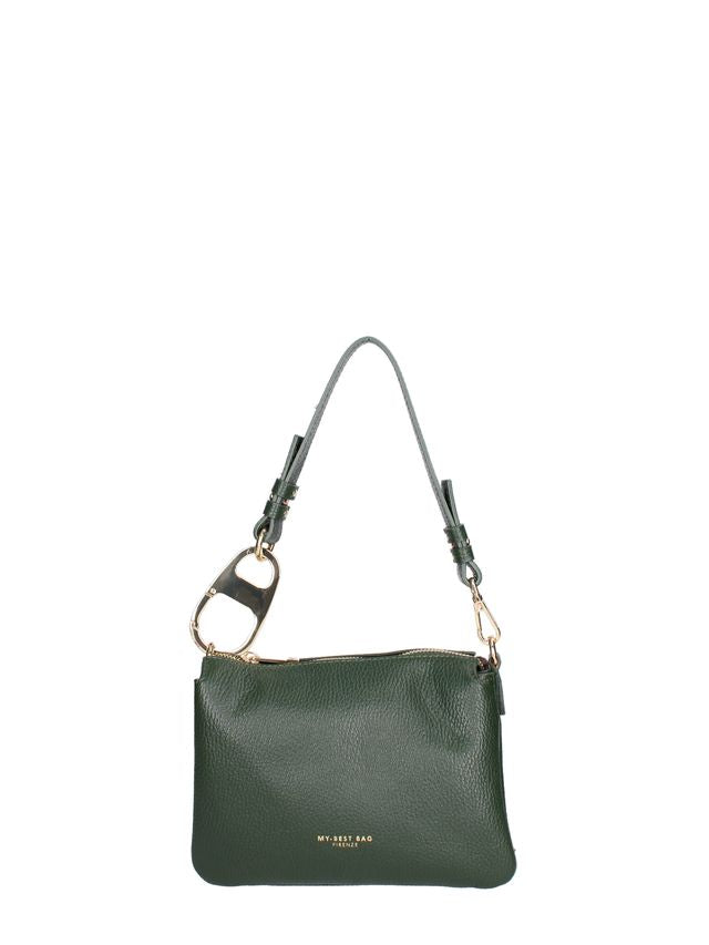 SHOULDER BAG PELLE CON TRE SCOMPARTI  SMALL VERDE