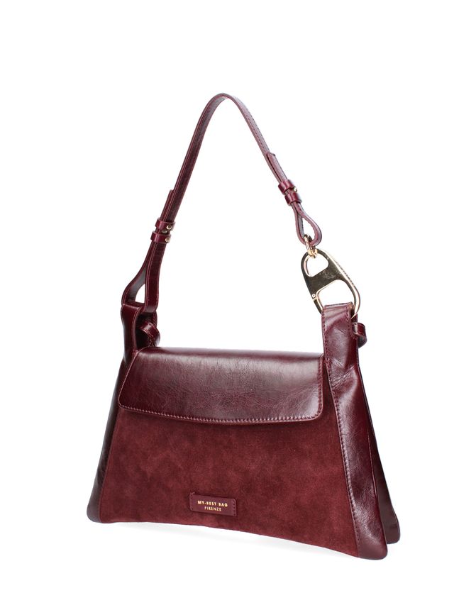 BORSA SUDE E PELLE colore CARMINIO