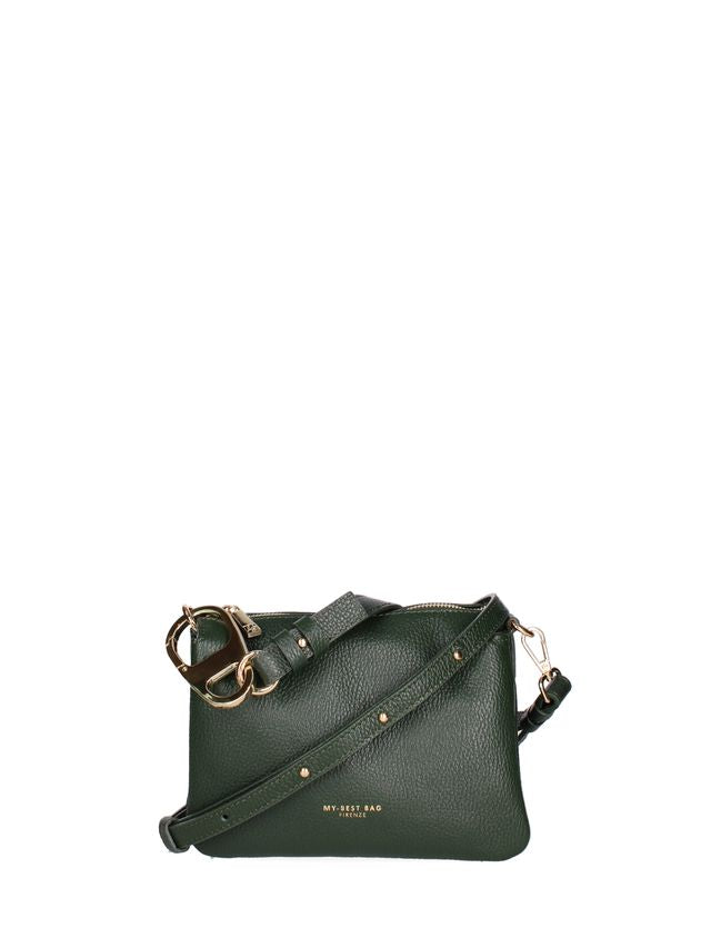 SHOULDER BAG PELLE CON TRE SCOMPARTI  SMALL VERDE