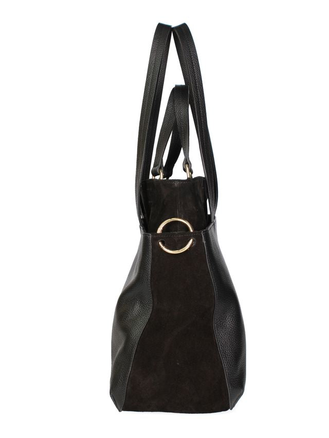 SHOPPING IN PELLE  E SUDE NERA MYBEST BAG