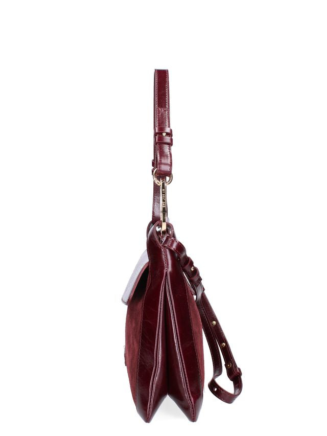 BORSA SUDE E PELLE colore CARMINIO